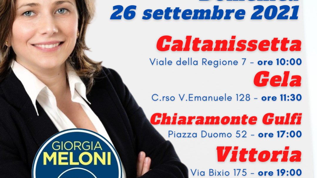 On. Carolina Varchi, prossimi appuntamenti, domenica 26 settembre 2021